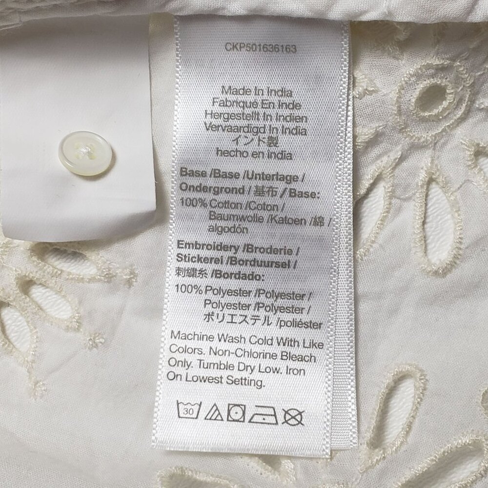 Madewell Embroidered Shirred Puff-Sleeve Top Women's Small Ivory Floral Eyelet - Picture 11 of 16